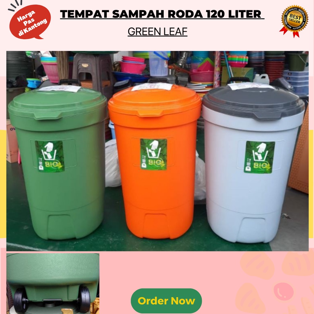 GREEN LEAF - Tempat Sampah 120 Liter Roda Green Leaf 2120