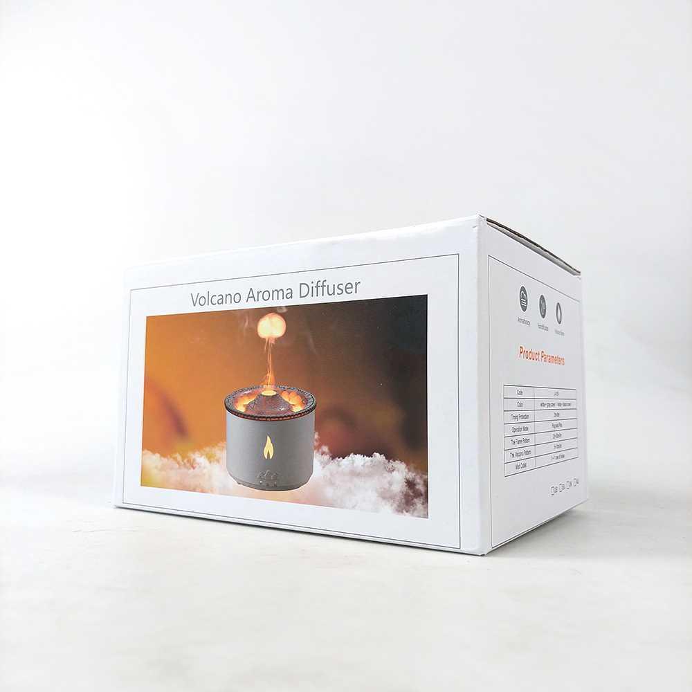 Air Humidifier Diffuser Volcano Flame Essential Oil 10W 360ML - J-V19 - White