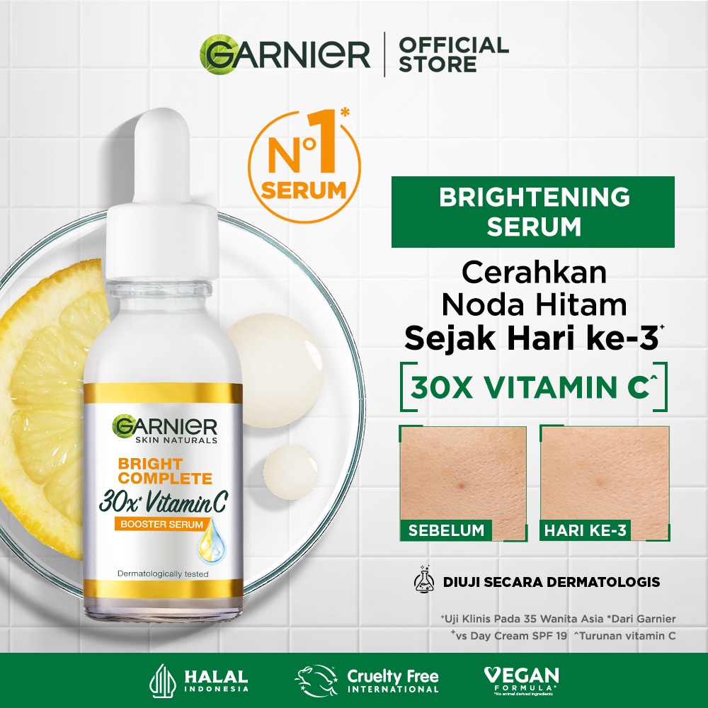 Garnier Bright Complete Vitamin C 30x Booster Serum Single 15 ml - Kulit Cerah Light Complete