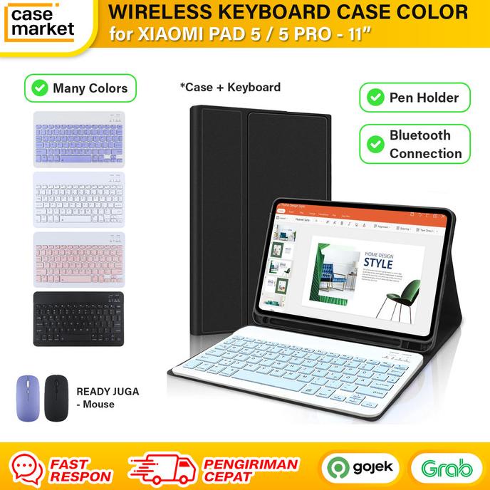 Keyboard Case Bluetooth Xiaomi Pad 5 Mipad Sarung Casing Pen Holder