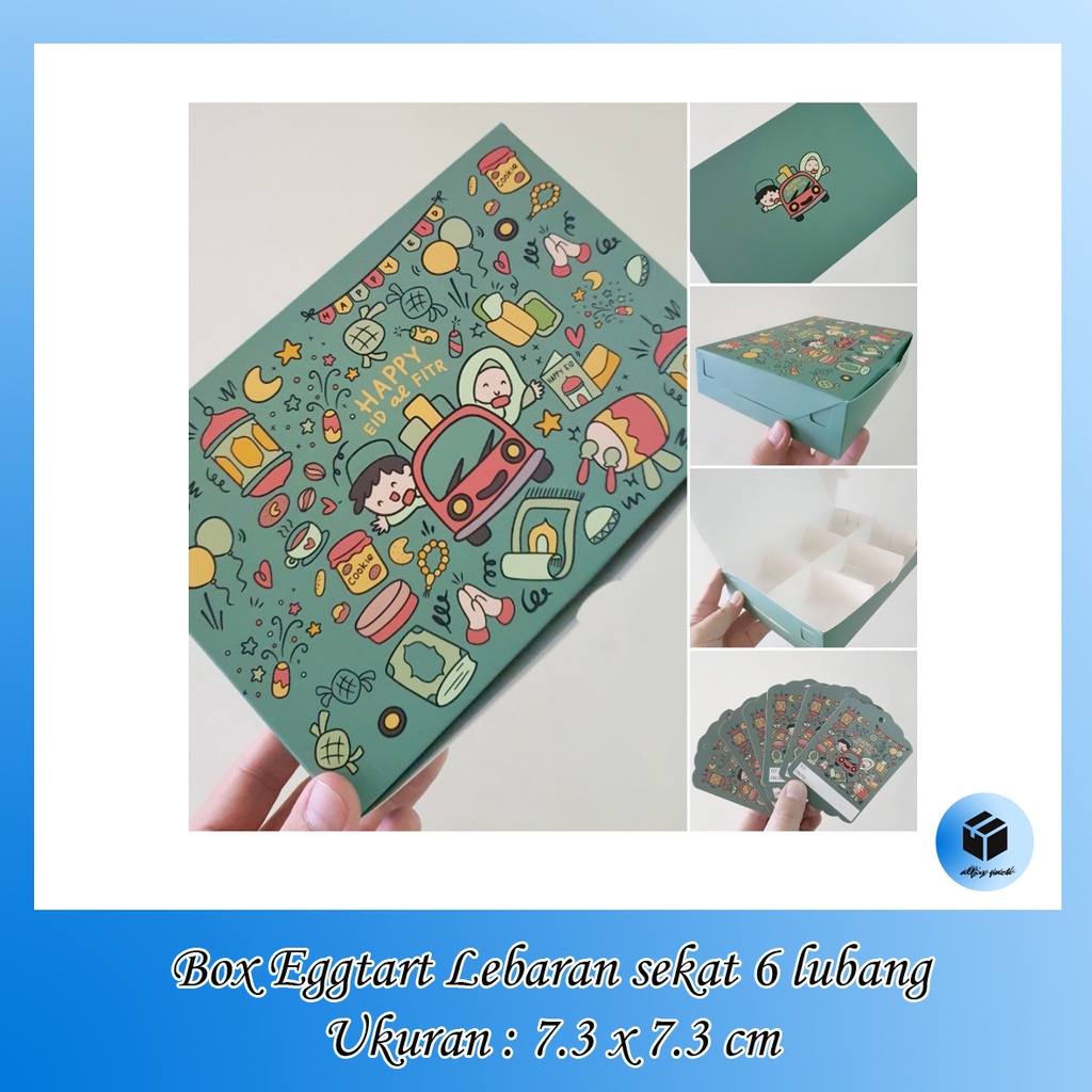 

1pack isi 10pcs DUS BOX EID MUBARAK PACKAGING EGG TART SEKAT 6 UKURAN 7.3X7.3 CM KOTAK KEMASAN EGGTART FRUIT TART PIE BUAH PIE SUSU KUE SOES LEBARAN IDUL FITRI