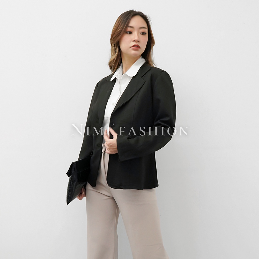 NIMI - Blazer Wanita Formal Jas Wanita Blezer Kerja Kantor Hitam Wanita