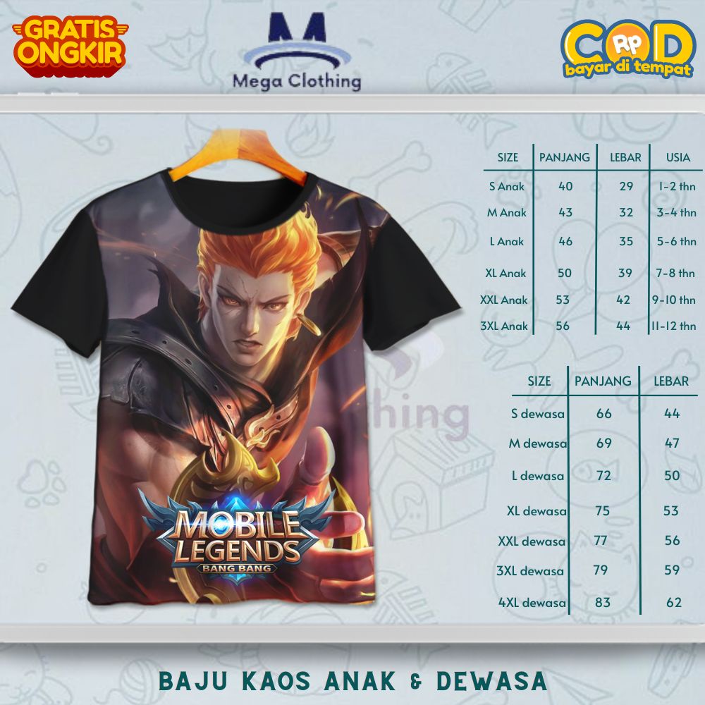 Kaos ML Mobile Legend Mage Valir Anak & Dewasa - Baju Couple Anak & Dewasa ML Mobile Legend Mage Val