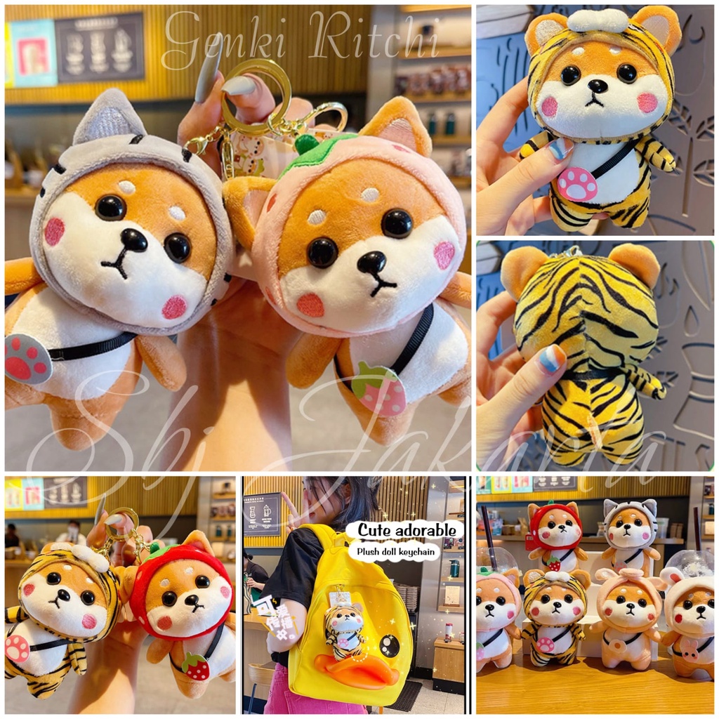 Gantungan kunci boneka shiba inu / Keychain shiba inu plush doll shiba inu soft lucu besar cocok untuk kado hadiah