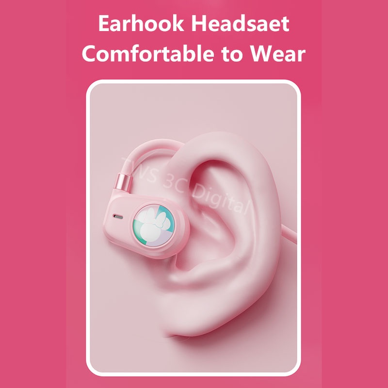 Original Disney QS-Q2 Headset Bluetooth 5.0 konduksi udara Earhook Headphones TWS Earphone with Microphone HIFI Stereo IPX5 Waterproof Olahraga/lari/bersepeda tersedia