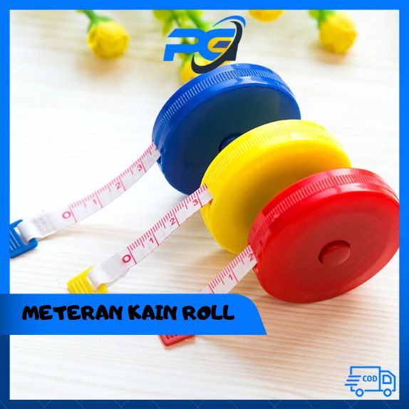 PUGA - METERAN GULUNG MINI PUTAR ROLL 150CM METER | METERAN KAIN BAJU GULUNG | METERAN PITA ALAT PEN
