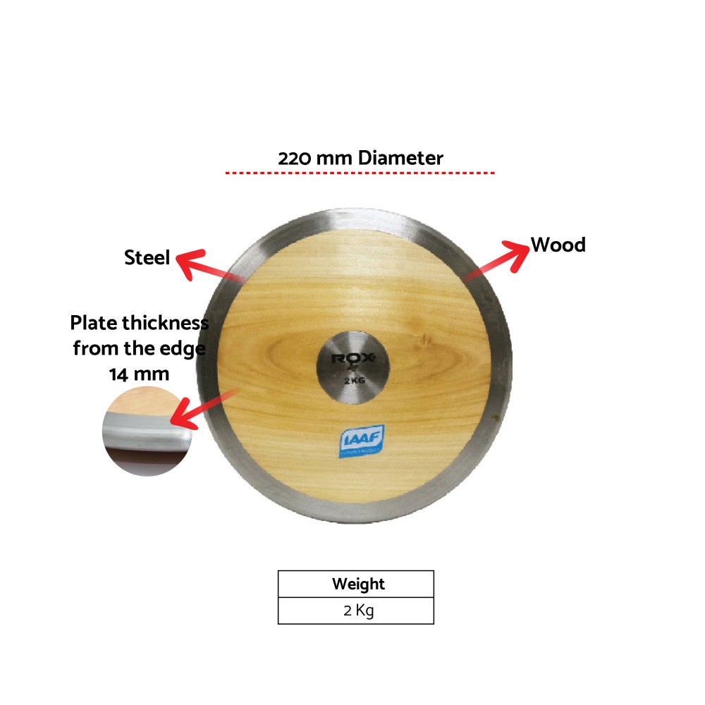 Lempar Cakram Wood Discus 2 Kg ROX