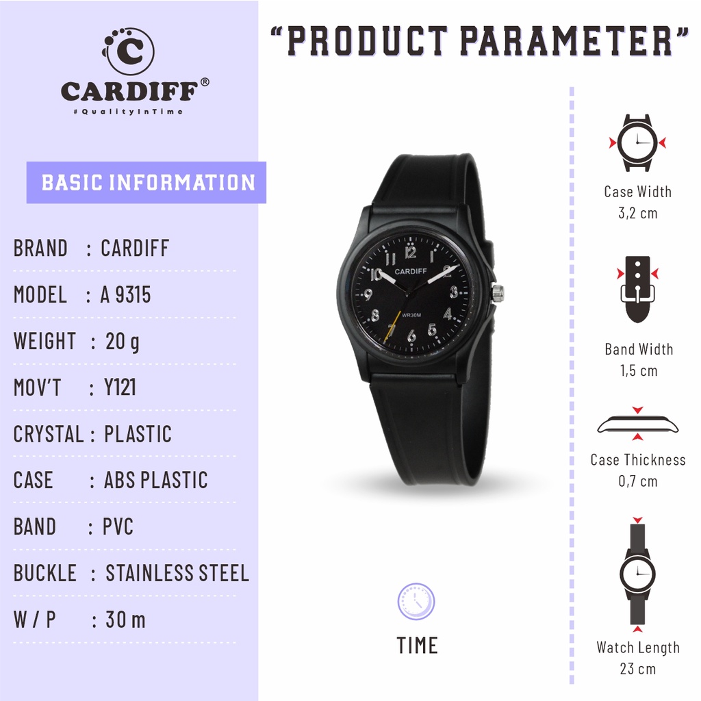 CARDIFF Analog 9315 Jam Tangan Analog Pria Water Resistant