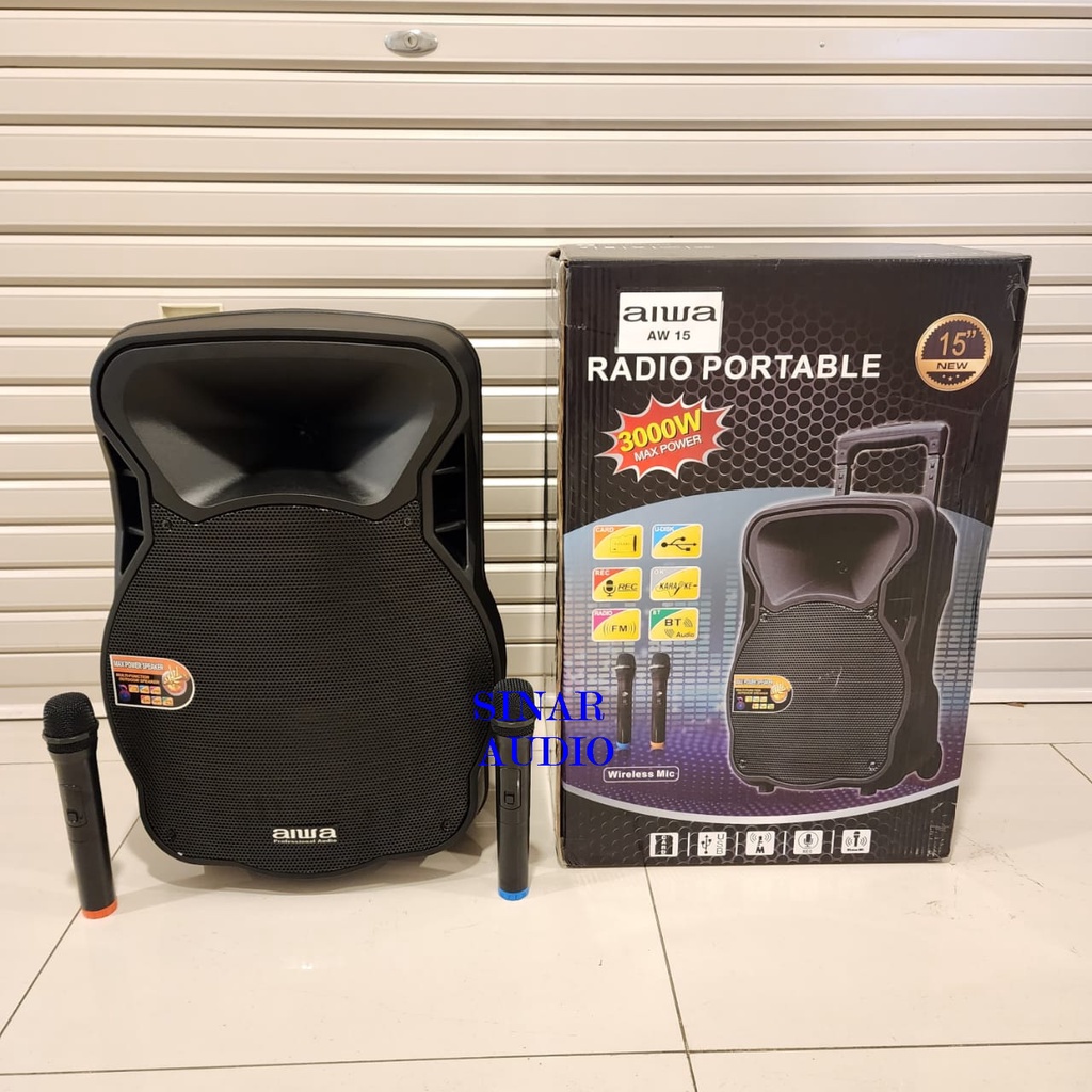 SPEAKER PORTABLE AIWA 15INCH AW15 BLUETOOTH - USB COCOK BUAT MEETING