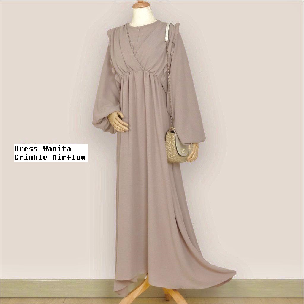 Dress Wanita Korean Style // Gamis Cewek Crinkle Airflow