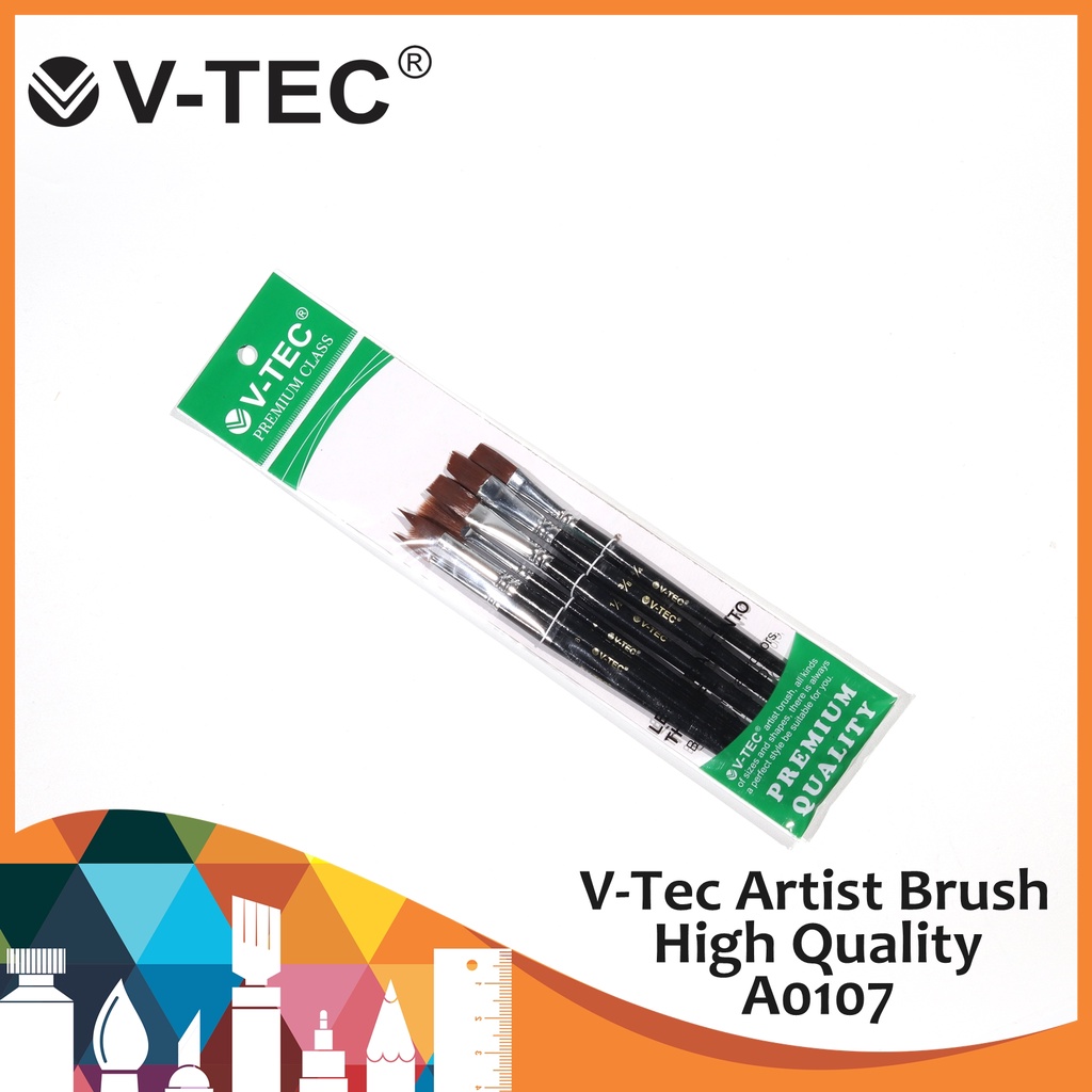 

V-Tec Artist Brushes A0107/6 Premium Class / Kuas Lukis VTec / Kuas Lukis / V-Tec A0107