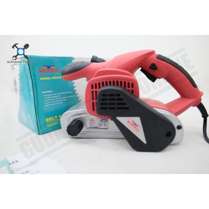 Mesin Amplas Belt Sander Listrik W4763 WIPRO / Electric Belt Sander Sabuk Mesin Amplas Tank Kayu Triplek W 4763 WIPRO