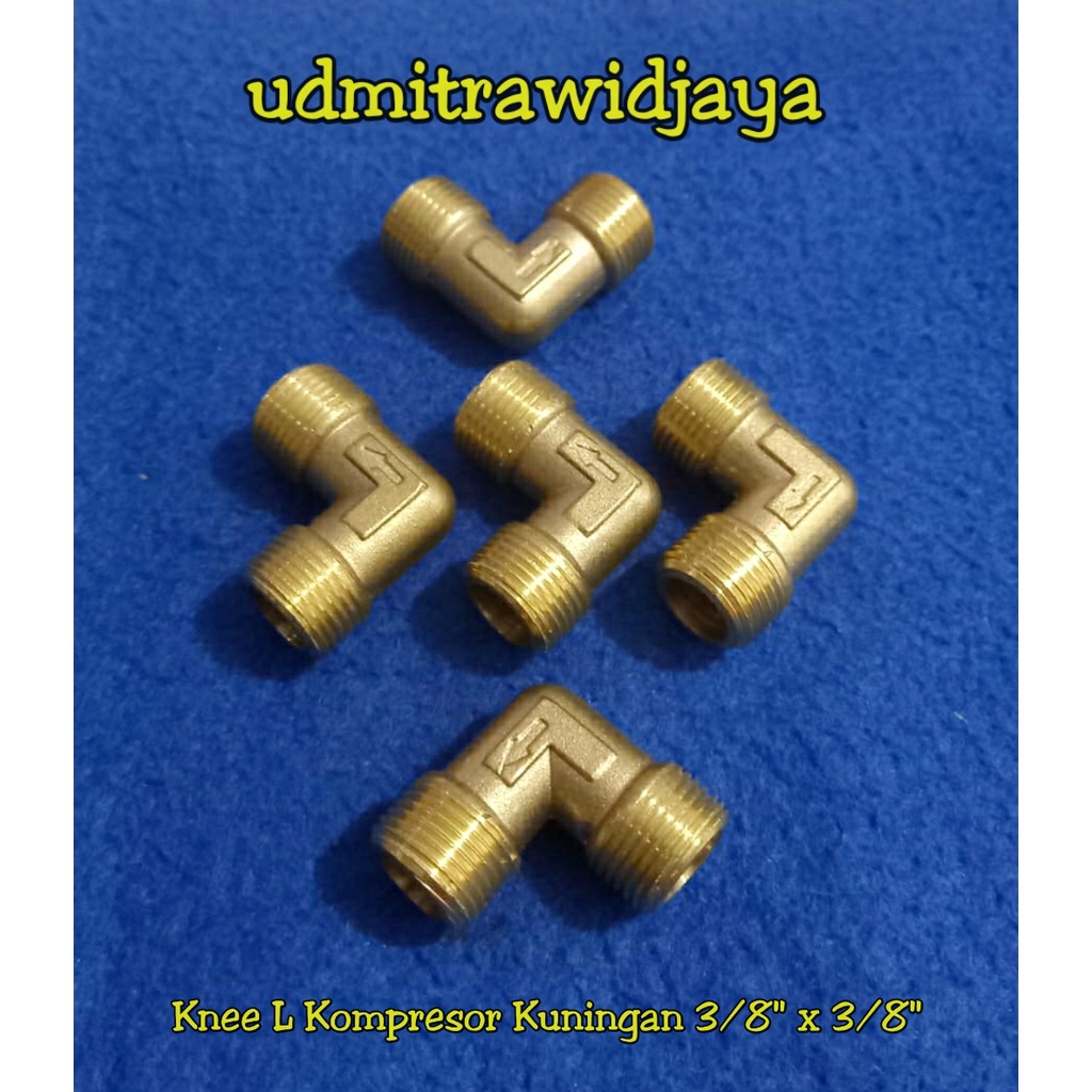 FITTING KNEE DRAT LUAR 3/8&quot; INCI COMPRESSOR KUNINGAN SPAREPART KOMPRESOR 3/4HP 1HP ELBOW 16MM