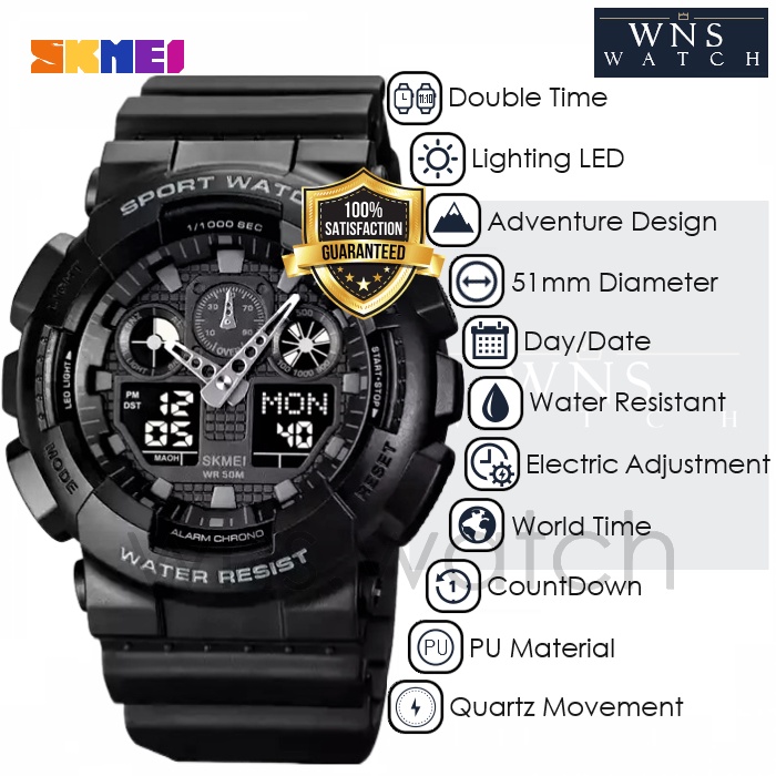 Jam Tangan Analog Digital Dual Time Adventure Outdoor Pria Original Homage Design Multifunction Elec