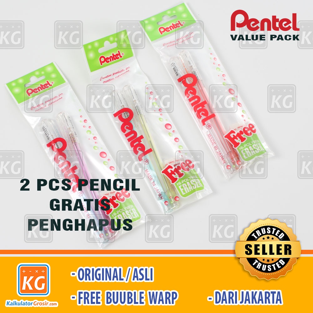 [Bayar Ditempat] - Pensil Mekanik Pentel Caplet 0.5 Original / Transparan Gratis Penghapus Paket 1