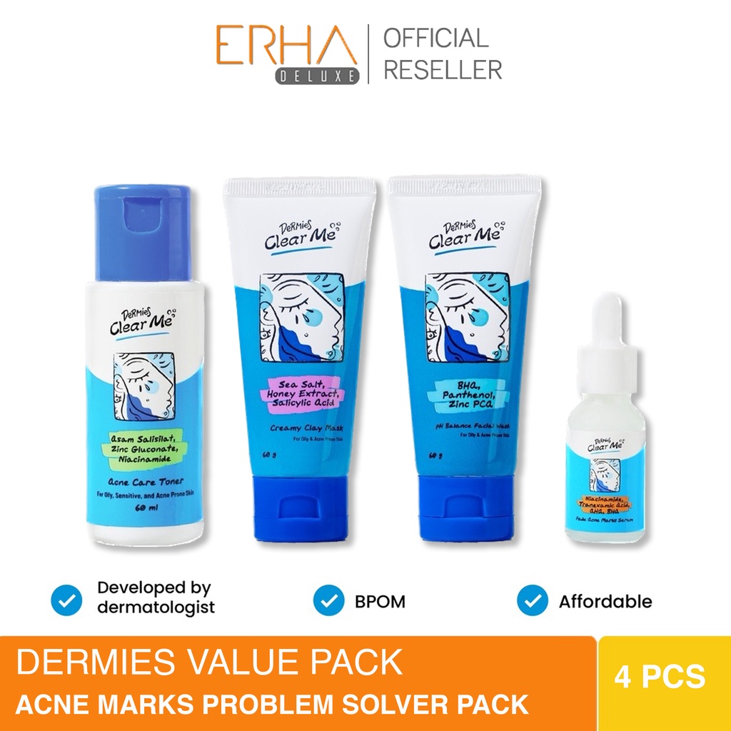 Dermies Acne Marks Problem Solver - Pembersih Wajah, Toner, Masker &amp; Serum