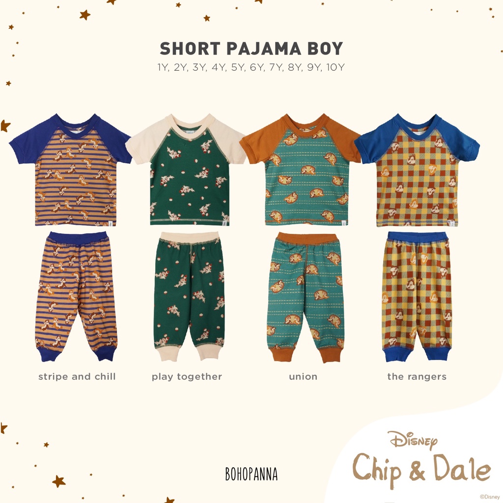 Bohopanna - Short Pajama Boy / Setelan Tidur Main Anak Laki Laki dan Unisex