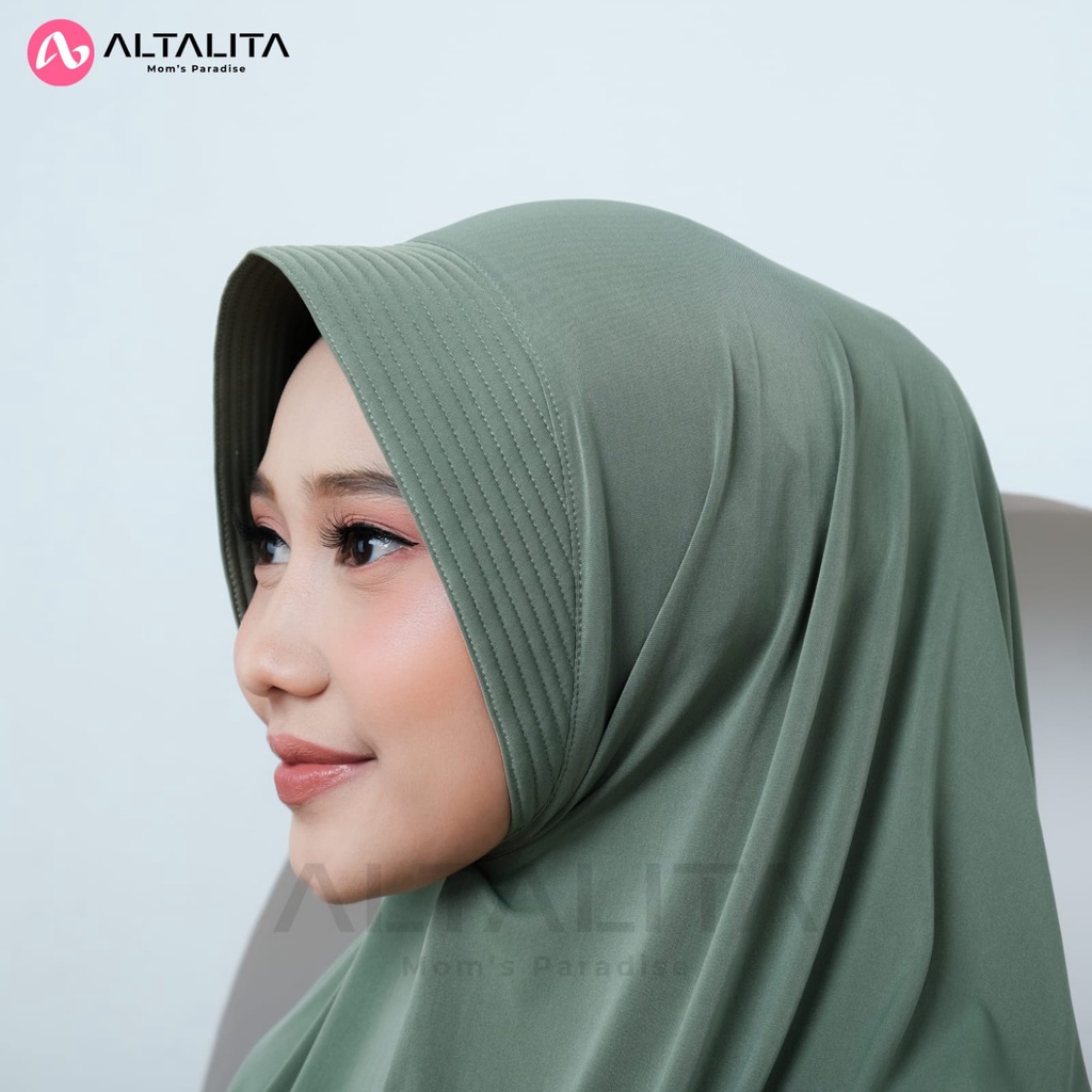 Altalita - Kerudung Instan Qaila Penguin Size M Jilbab Bergo Hamidah Sport Olahraga Volly Futsal Senam Hijab Sekolah Instan Menutup Dada Bahan Jersey Premium