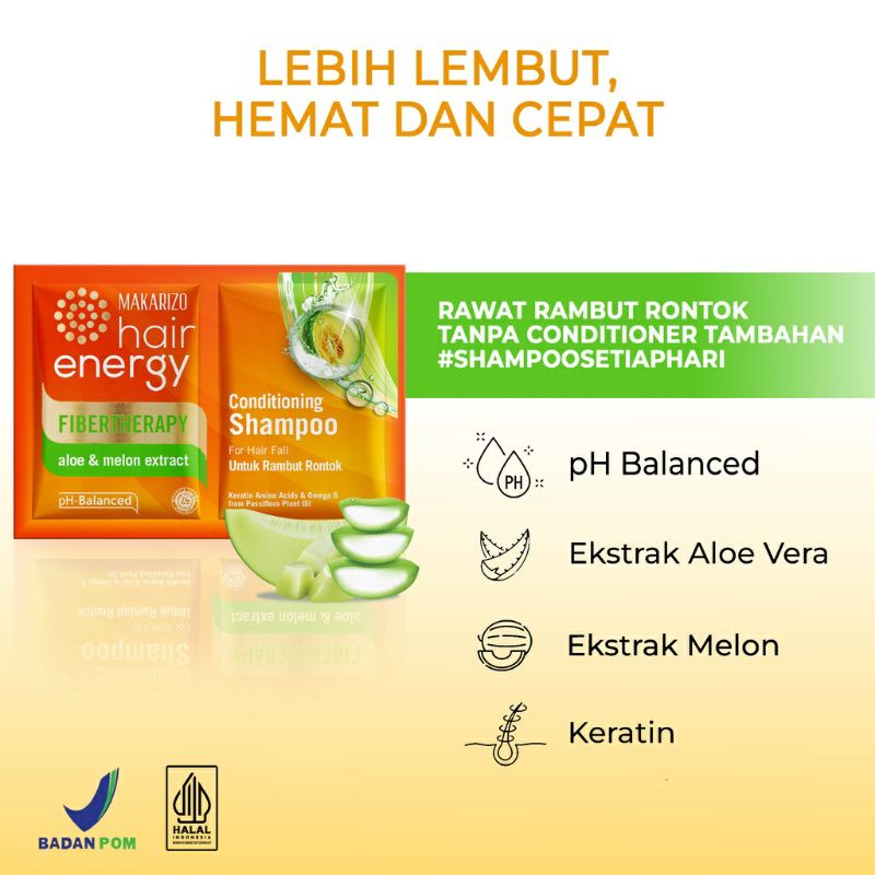 Makarizo Hair Energy Fibertheraphy Conditioning Shampoo Aloe & Melon Extract [Perawatan rambut / sha