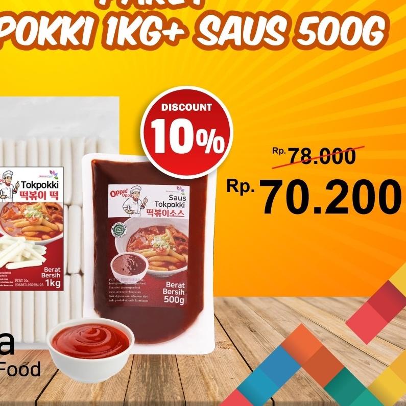 

☊ Paket Tteokbokki tokpokki 1kg + Saus Tokpokki 500g ♣