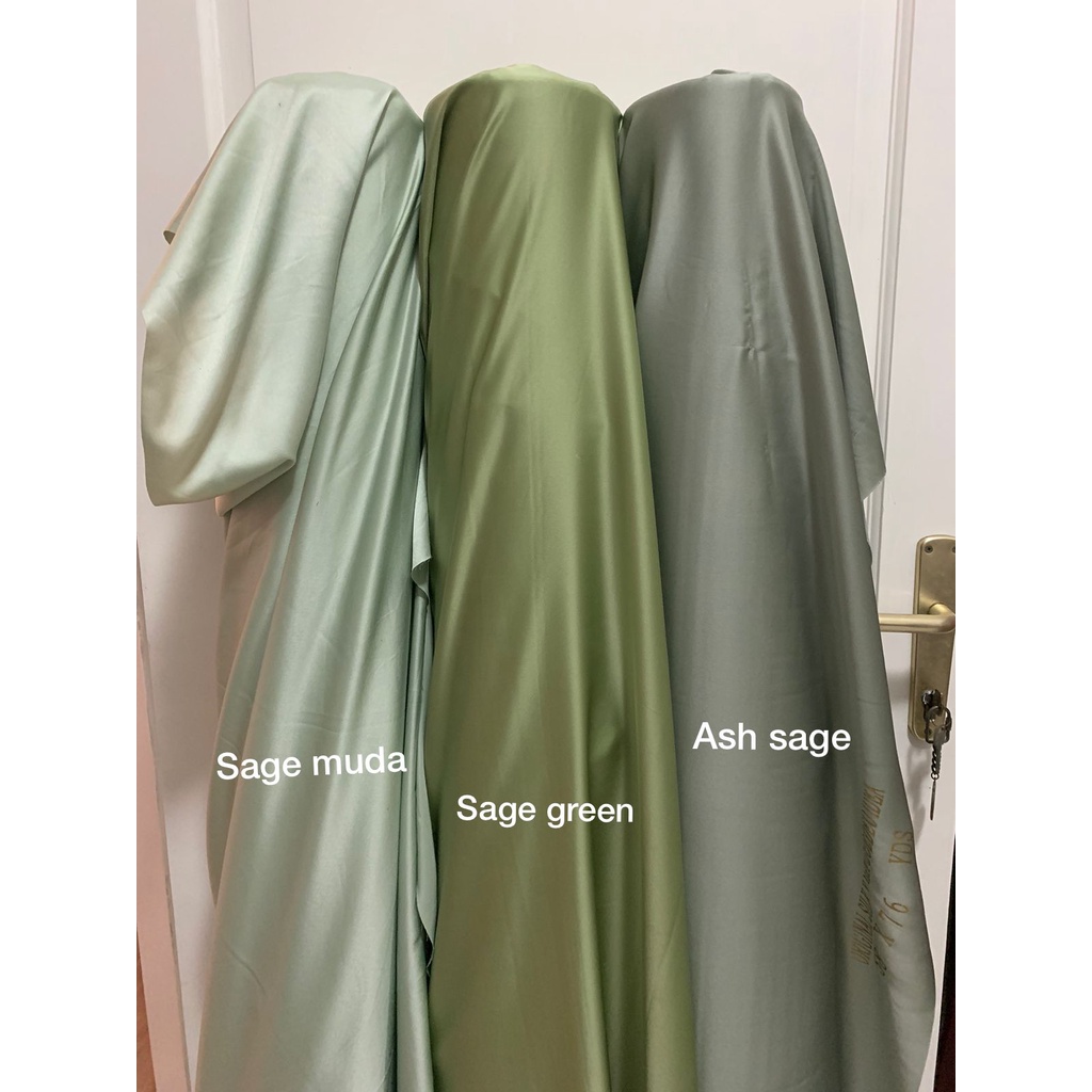 Bahan Satin Maxmara Silk Lux Premium Meteran Mewah Warna Sage Green Hijau Army