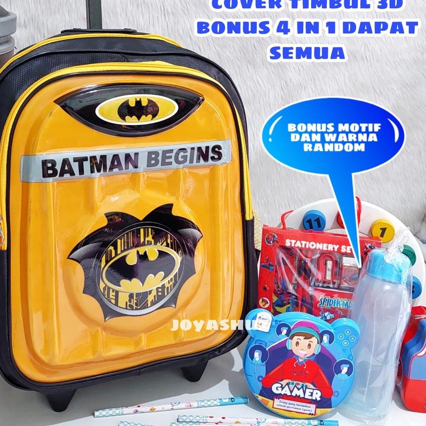 Original Tas Troli Anak Laki Laki Karakter Batman Gratis Bonus - Ransel Anak Laki-laki - Ransel Trol