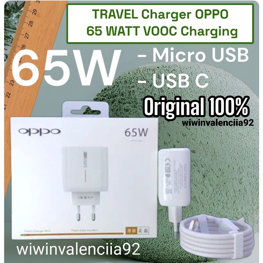 65W ORI 100% TC Travel Charger Fast Charging SUPER VOOC TYPE C /Micro USB OPPO Reno8 T 8 8Z 8Pro Ren
