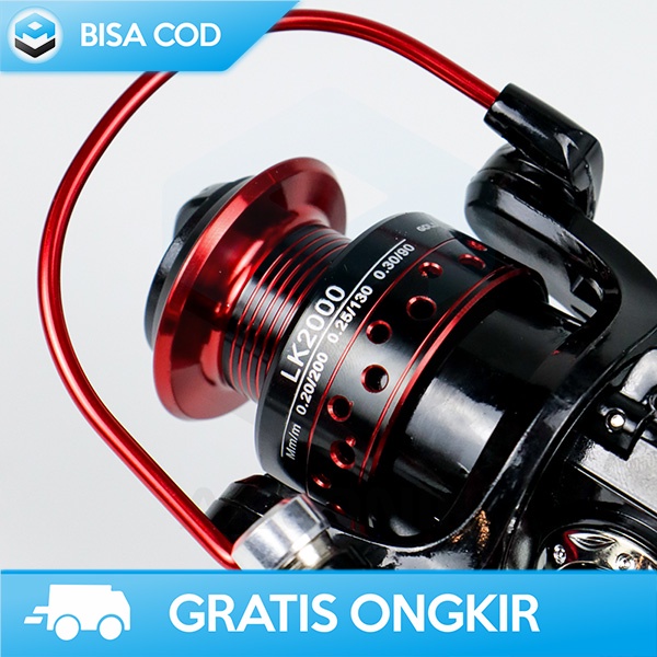 REEL PANCING LK2000 SPINNING 5.2:1 TAHAN KARAT FISHING REEL TERLARIS