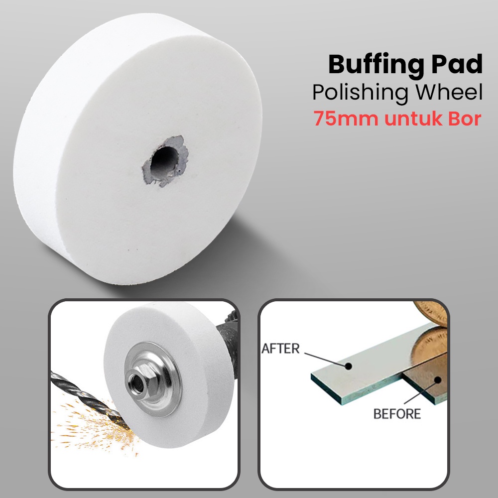 Pad Poles Buffing Pad Polishing Wheel 75mm untuk Bor - AHC71 - White