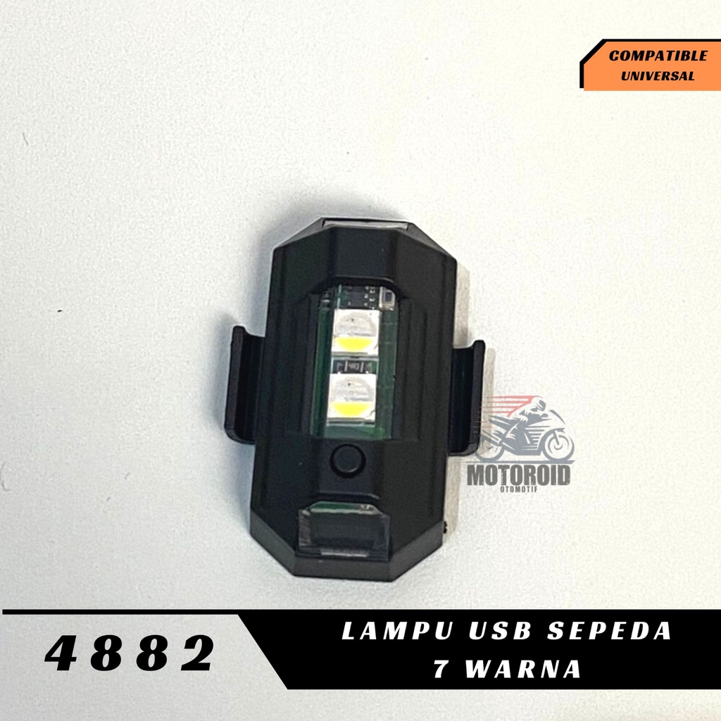 Lampu USB sepeda 7 warna kedip super terang charge drag depan belakang