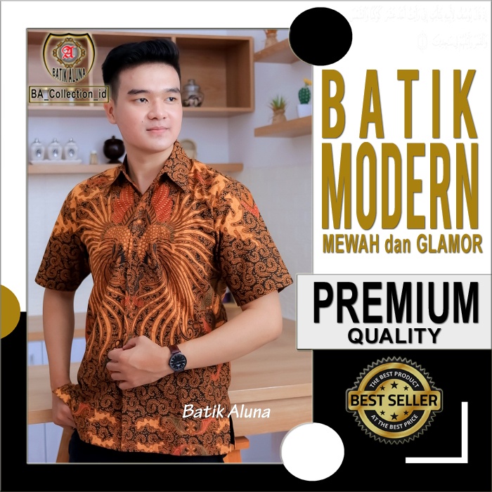 Baju Batik Lengan Pendek Pakaian Kemeja Batik Pria Laki Laki Lengan Pendek Premium Asli Lapis Furing