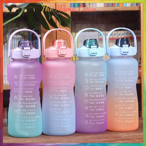 Botol minum motivasi 2 liter dan1,3 Liter / Botol Minum Gradasi Korea Kekinian
