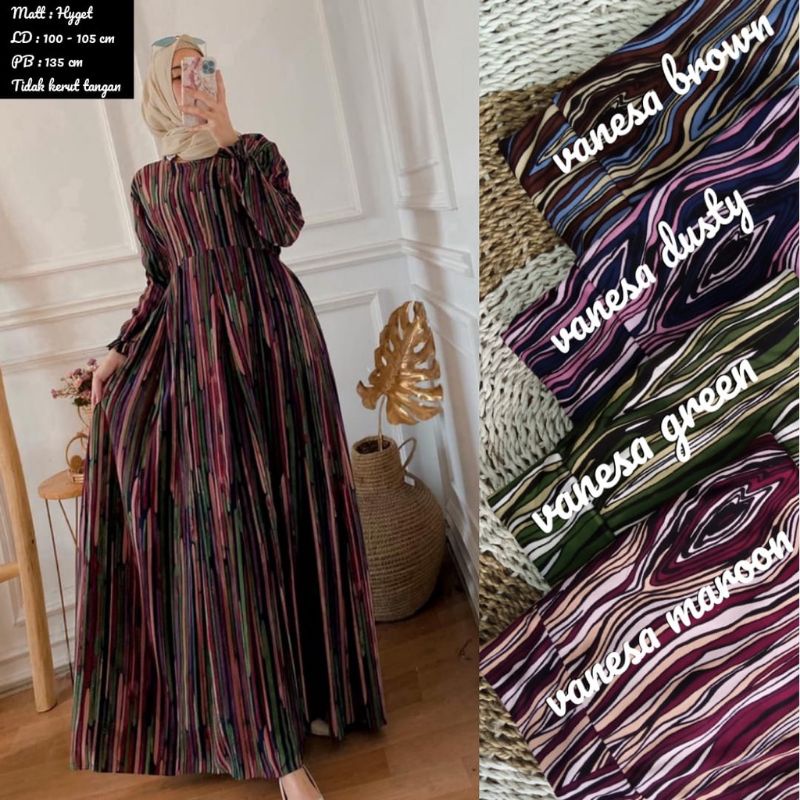 DRESS GAMIS HYGET JUMBO SALUR KAYU VANESSA GAMIS HYGET TERMURAH