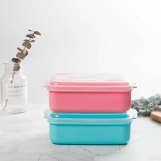 Lunch Box Portable 2 Warna dengan set sendok Siap Pakai | Kotak Bekal Serbaguna