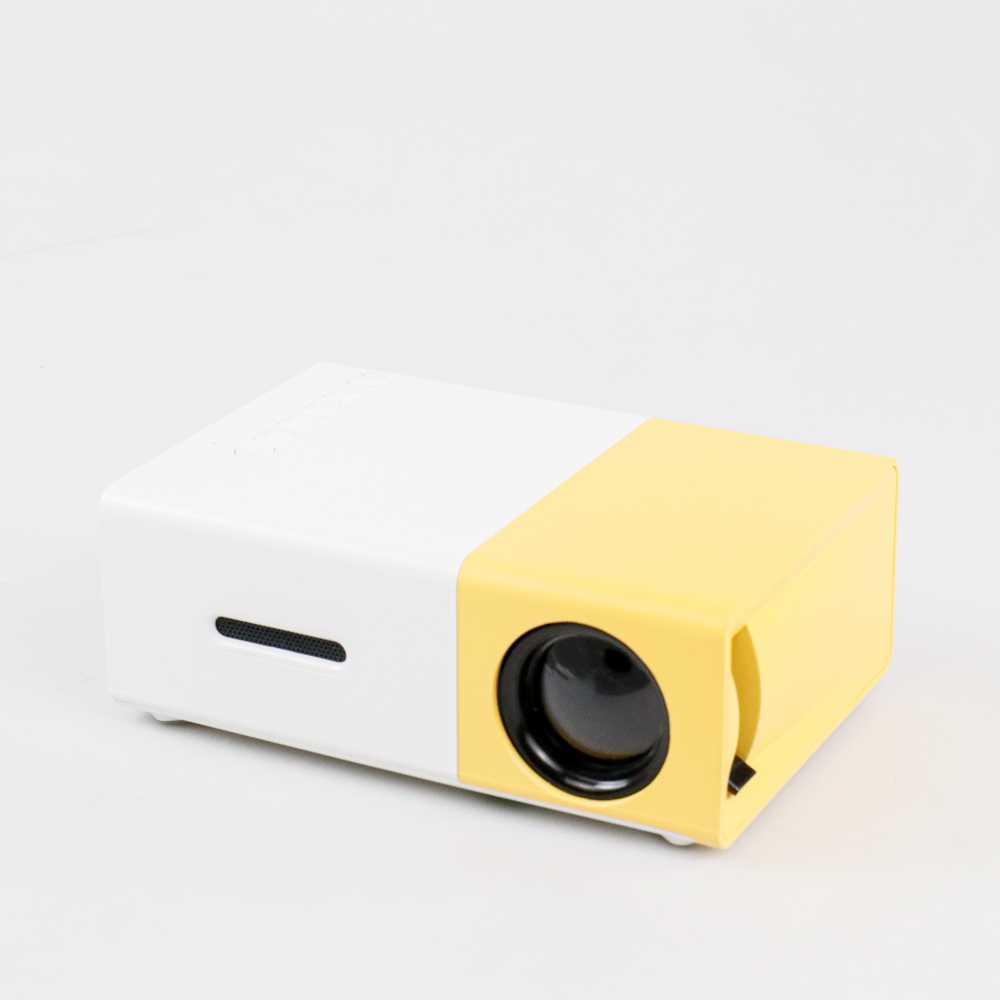 Mini Portable LED Projector Full HD with TF HDMI AV USB Port - YG-300 - White with Yellow Side