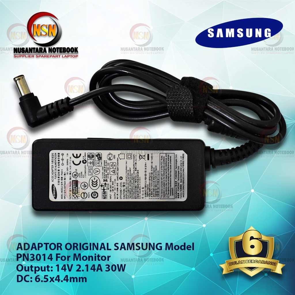 Adaptor Original Samsung PN3014 14V 2.14A 30W 6.5x4.4mm For Monitor