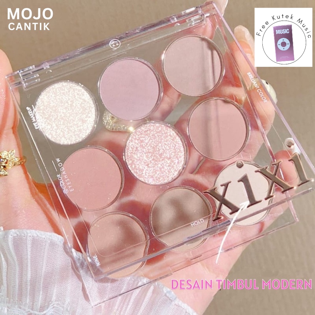 Eyeshadow Mojocantik New 9 Shades round Giltter High Pigmented Easy To Blend Long Lasting Free Kutek Music Random