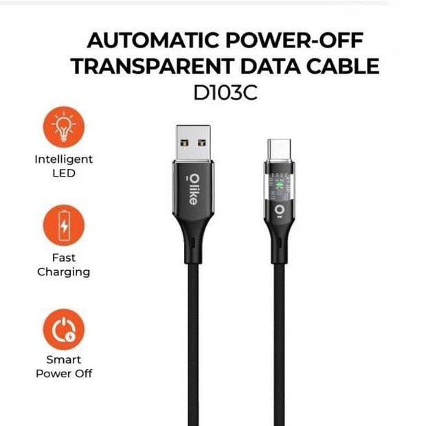 Kabel Data Olike Type C D103C FAST Charging 3A Automatic OFF