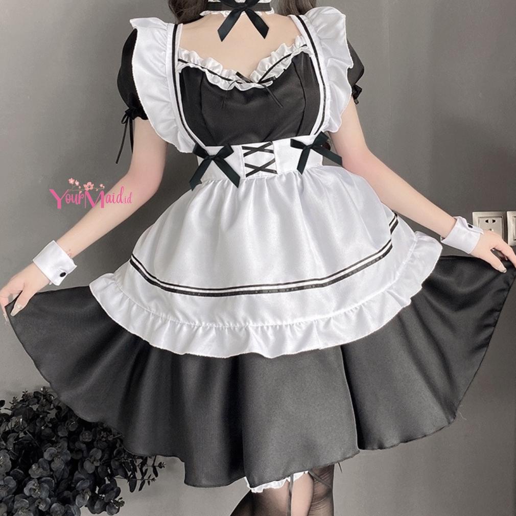 PROMO GILA READY STOCK MAID SET COSPLAY COSTUME KOSTUM DRESS ANIME GIRL ANAK DEWASA NEKO LOVE JAPANE