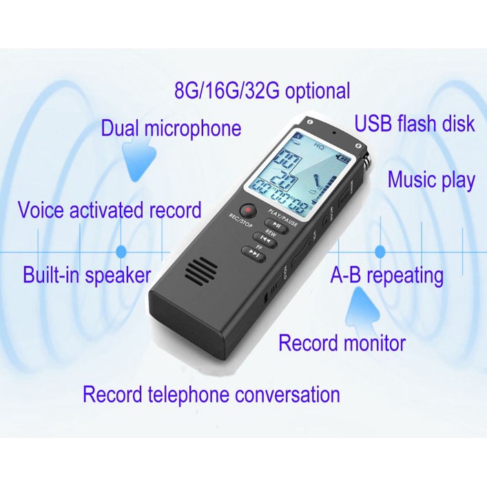 Digital Voice Recorder 8GB Alat Perekam Suara MP3 Player For Mp3 Format Music High Quality Sound / Portable Voice Recorder