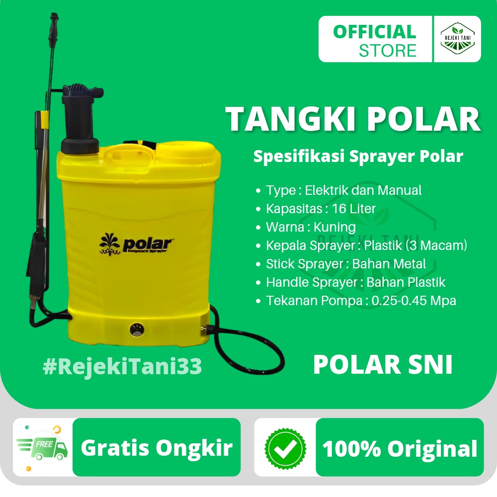 Tangki POLAR Knapsack Sprayer Elektrik dan Manual 16 Liter Alat Semprotan Hama Pertanian Perkebunan 