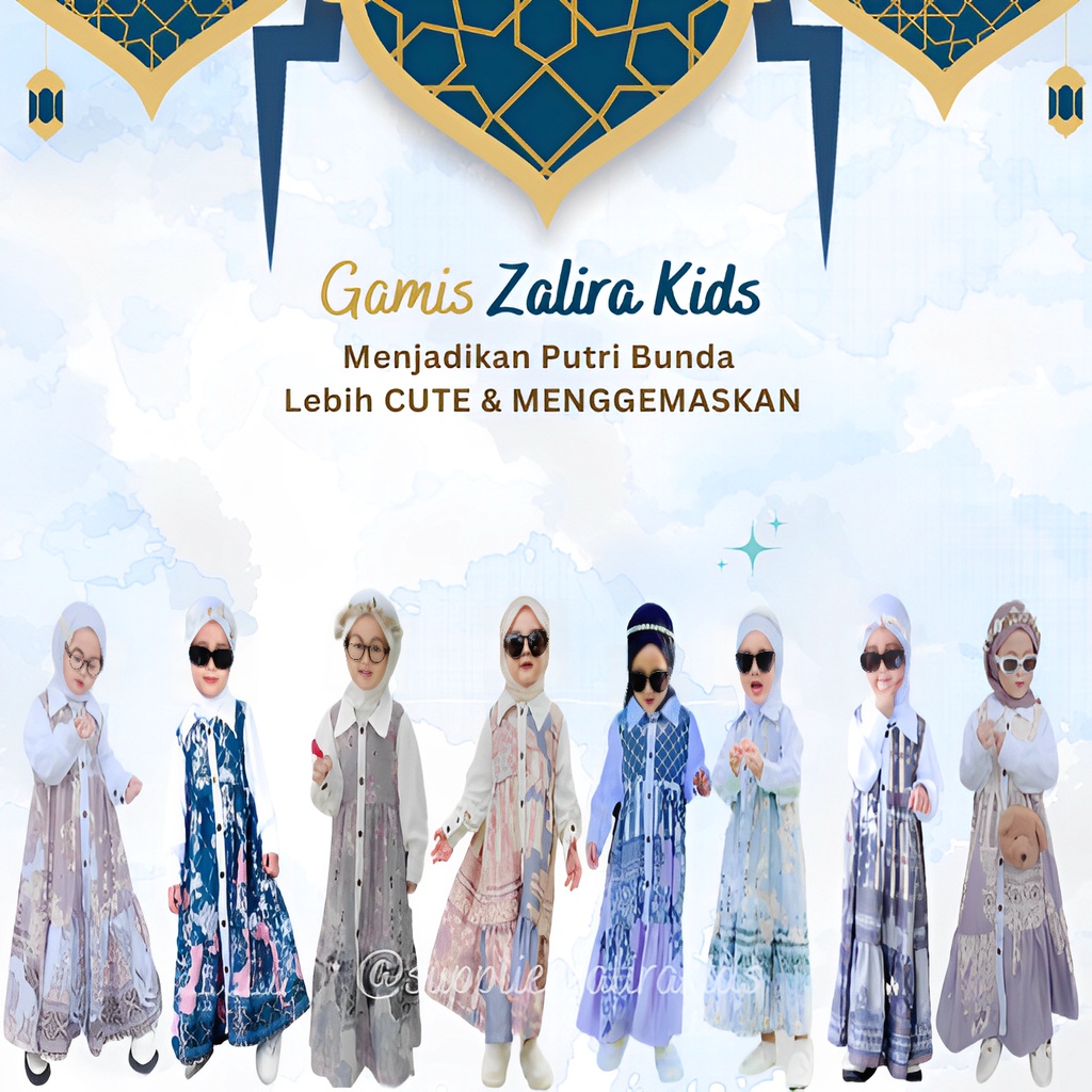 Gamis Anak Pakaian Perempuan Muslim Lebaran TERBARU Zalira Kids 2023