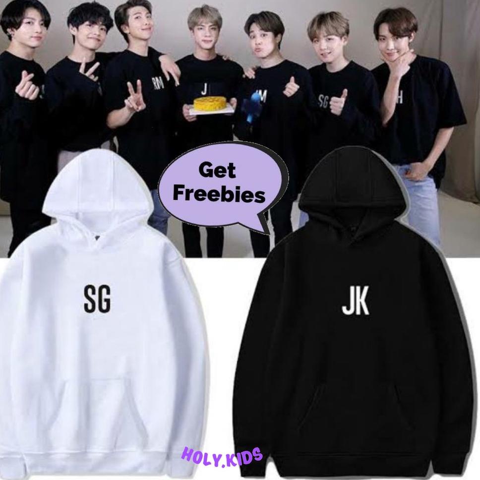 Hari ini10.10 HOODIE INISIAL NAMA BTS / BTS INITIAL MEMBER HOODIE / HOODIE BTS V JK RM J SG JH JM 52
