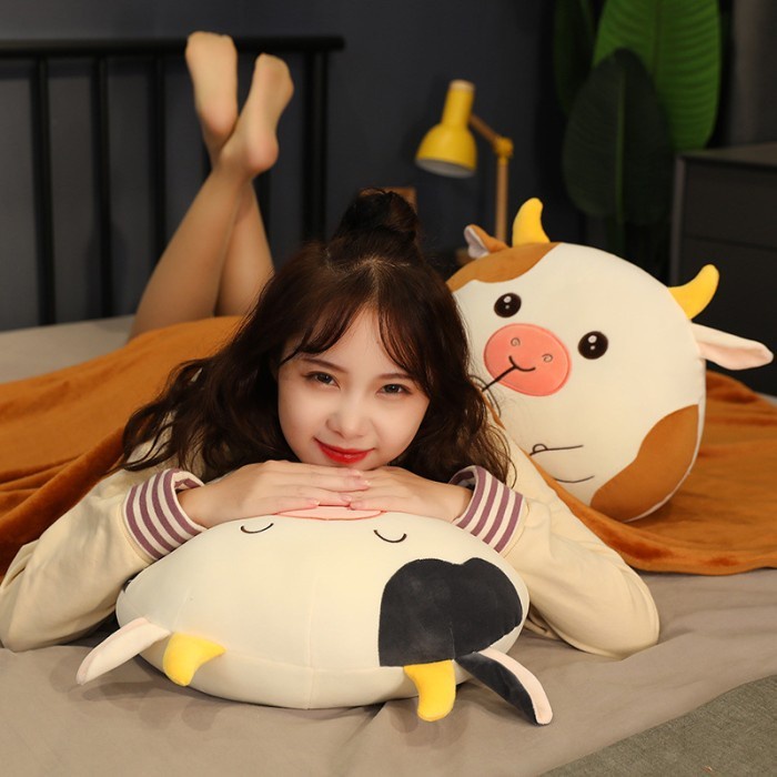 Boneka Sapi Hitam Coklat Sit Cow Cute Cow Moo Moo Lucu / Bantal model Sapi Cute hadiah spesial Doll Import