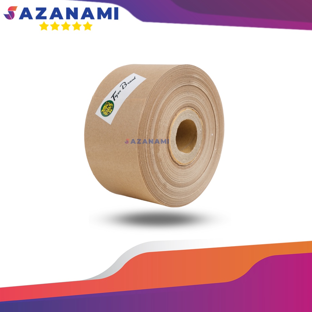 

Lakban Air 2" Inch x 100M Gummed Paper Craft Tape Tiger Kraft 1 Roll