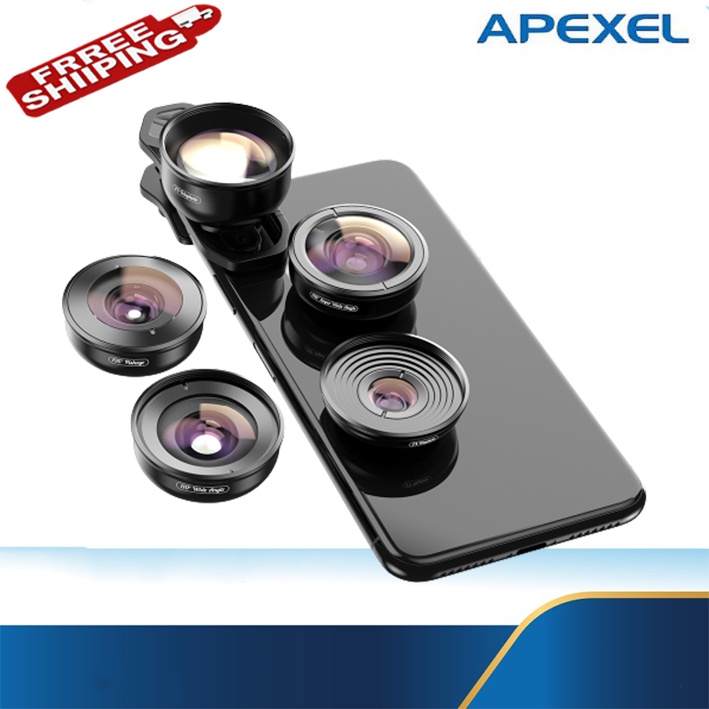 APEXEL Premium HD 4K 5 in 1 Lensa Lens Kit for Smartphone APL-HB5