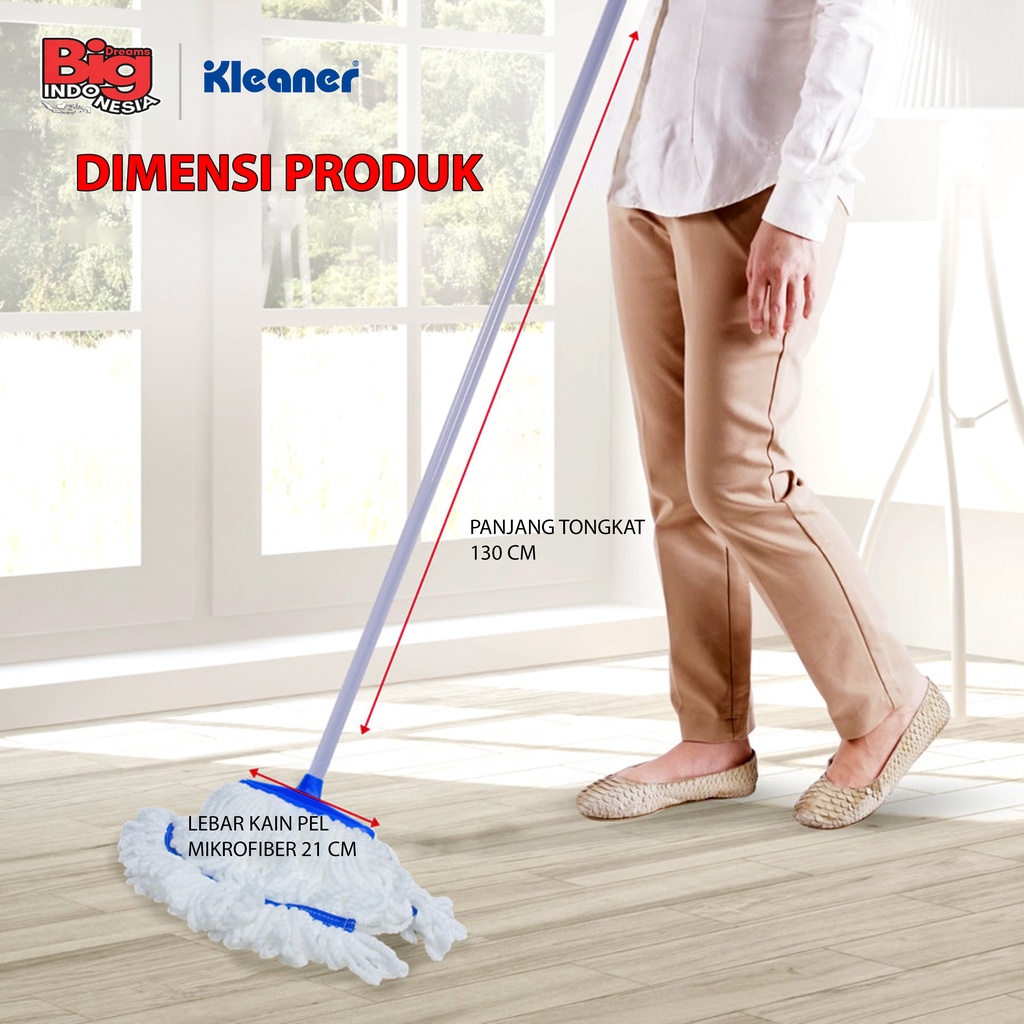 Alat Pel Lantai Microfiber Sumbu Kotak Lebar 21 cm Kleaner GSA998