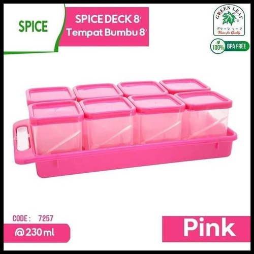 Green Leaf 7257 Tempat Bumbu Dapur Isi 8 Box + Sendok /Spice Box