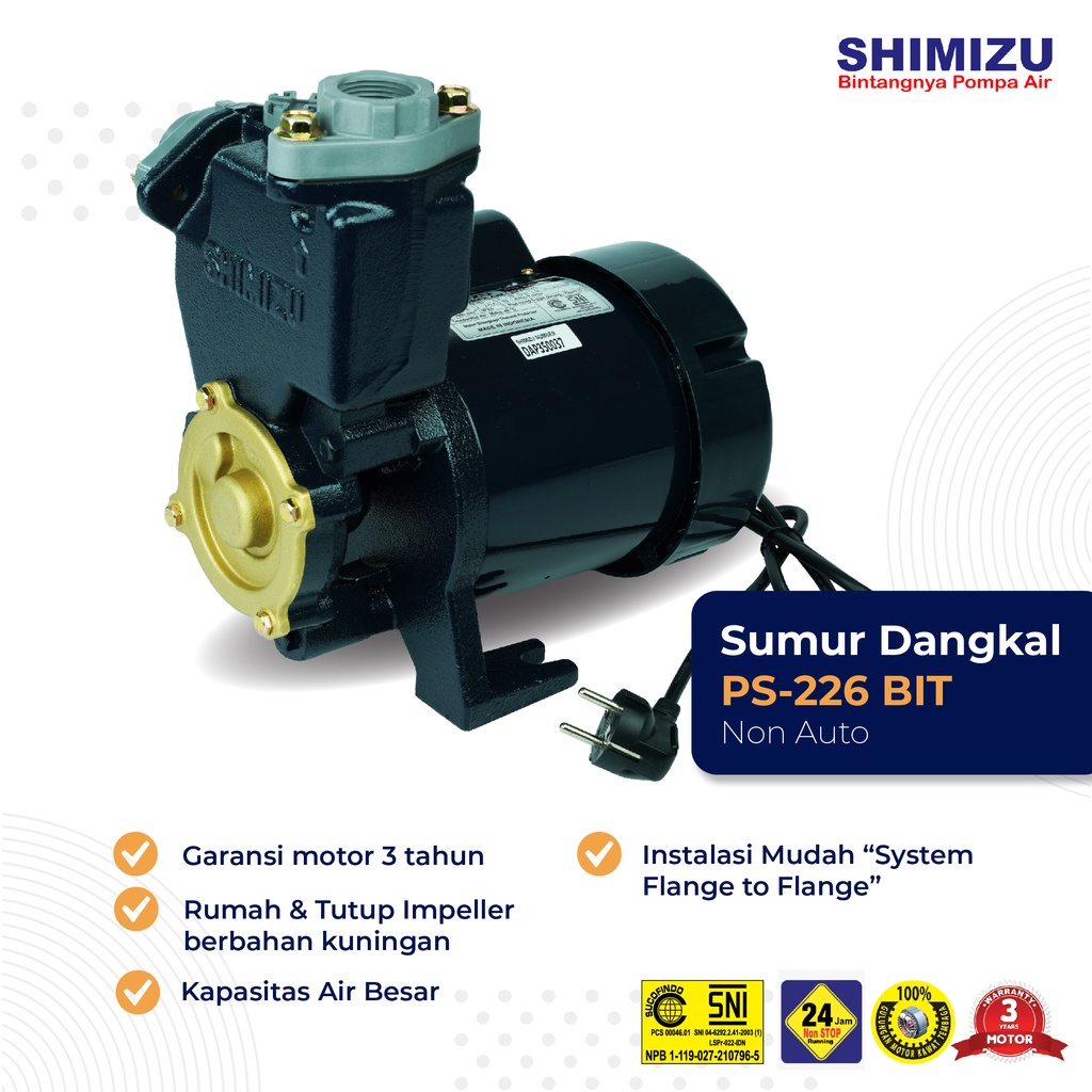 PS 226 BIT Pompa Air Shimizu / Pompa Sumur Dangkal / Pompa Non Otomatis / PS226BIT / 226