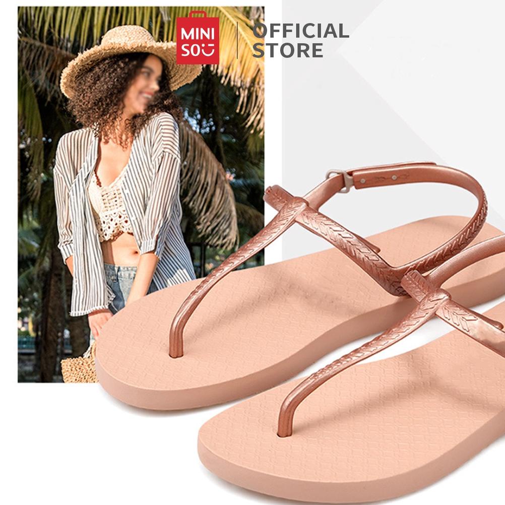 PROMO MINISO Sandal Wanita Sandal Jepit Tali Cewek 37-38 Anti Slip Flip Flop Brazil Style Flat Outdo